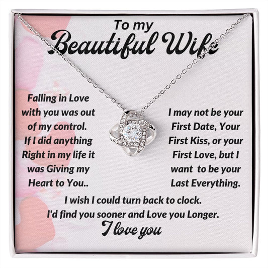 To My Beautiful Wife  -  Love Knot Necklace - From Husband